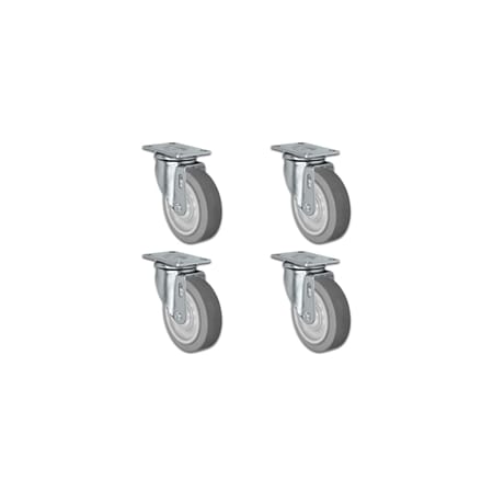 Casterhq 4"x1.25" Thermo Plastic Rubber Wheel, Swivel Caster, 1, 20, PK4 21CS414FX35X-01-SET